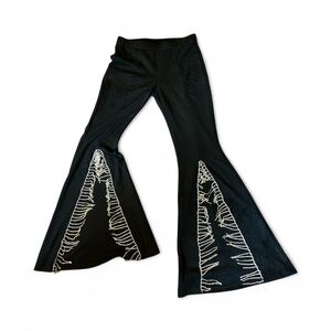 Vocal Apparel Vegan Suede Flared Pants with Split Front and Crystal Fringe NWT